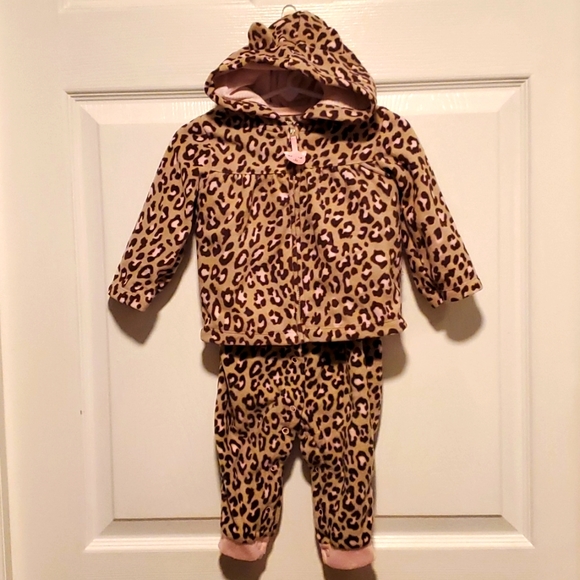 Carter's Girls 2-pc Animal Print Fleece Hooded PJ Outfit - Size 12 Months - Picture 1 of 12
